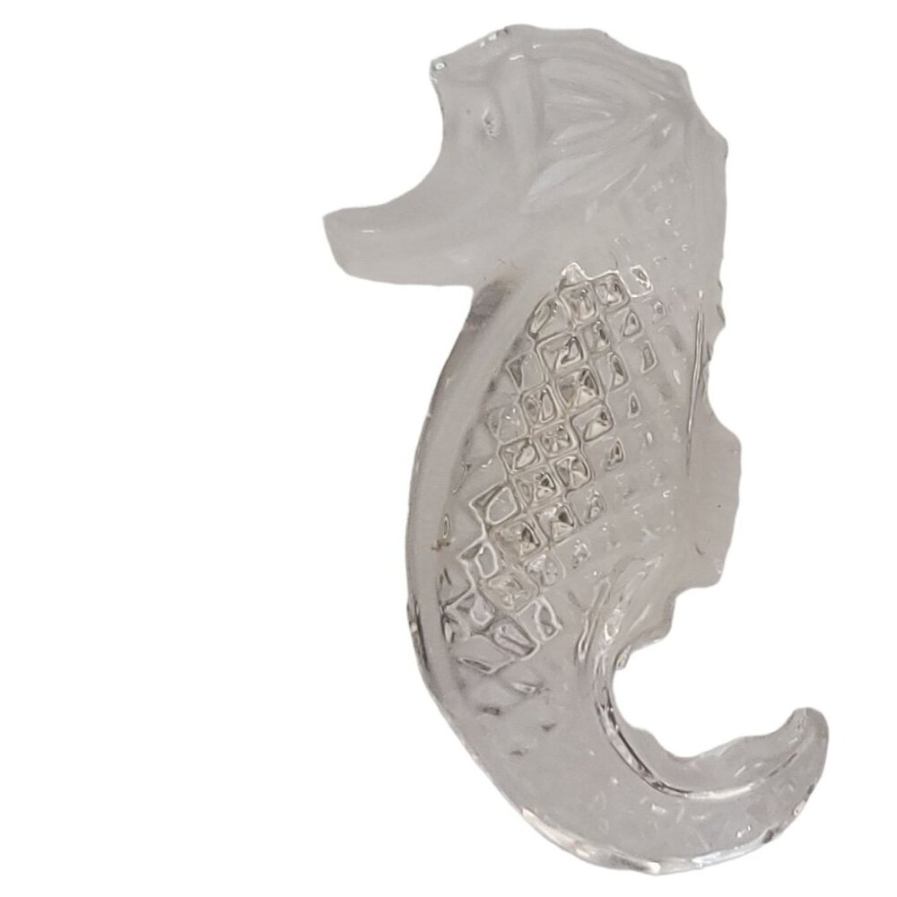 Waterford Clear Crystal Glass Sea Horse Pin Brooch, Signed M936